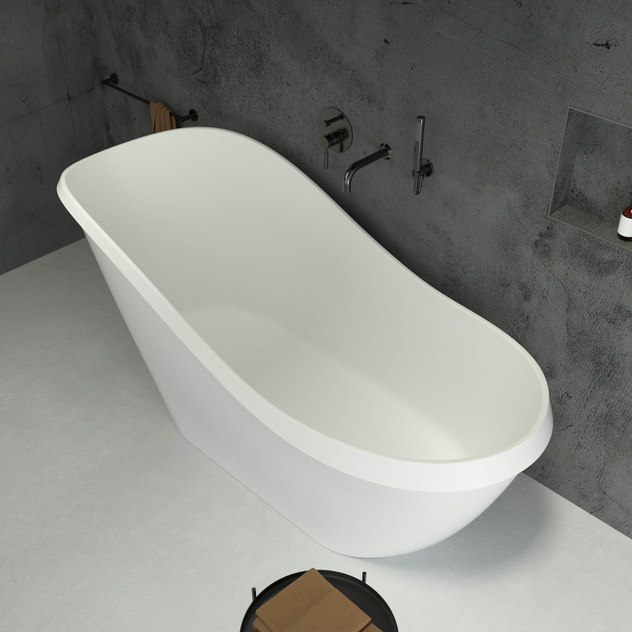 Alta Freestanding Slipper Bath 1700 (Polished White) - top view
