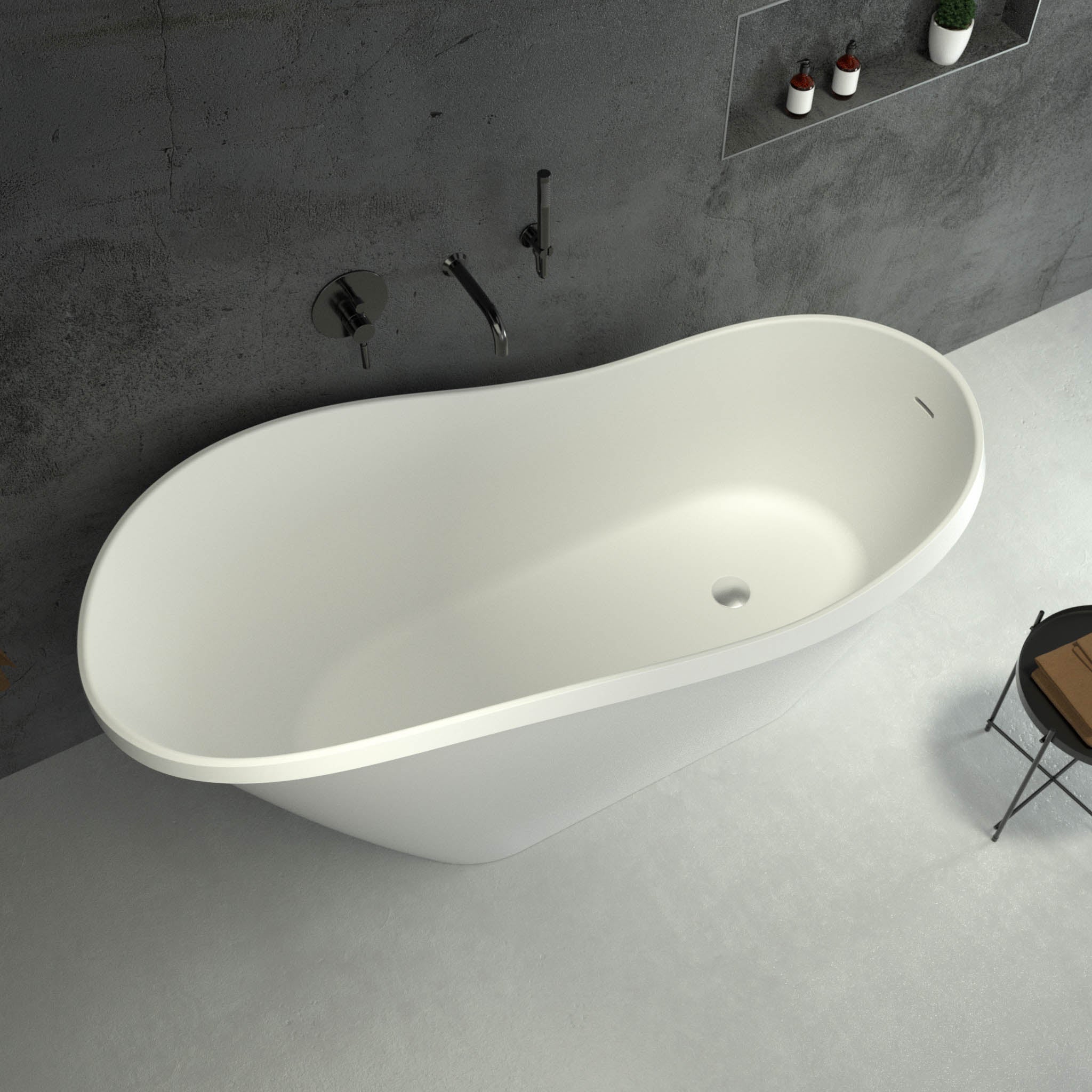 Alta Freestanding Slipper Bath 1700 (Polished White) - top view 2