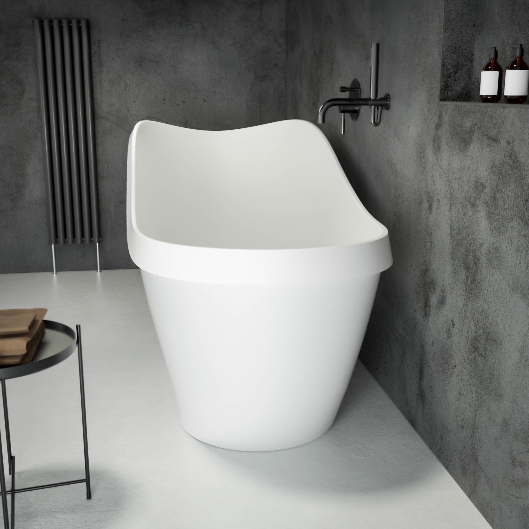 Alta Freestanding Slipper Bath 1700 (Polished White) - side view