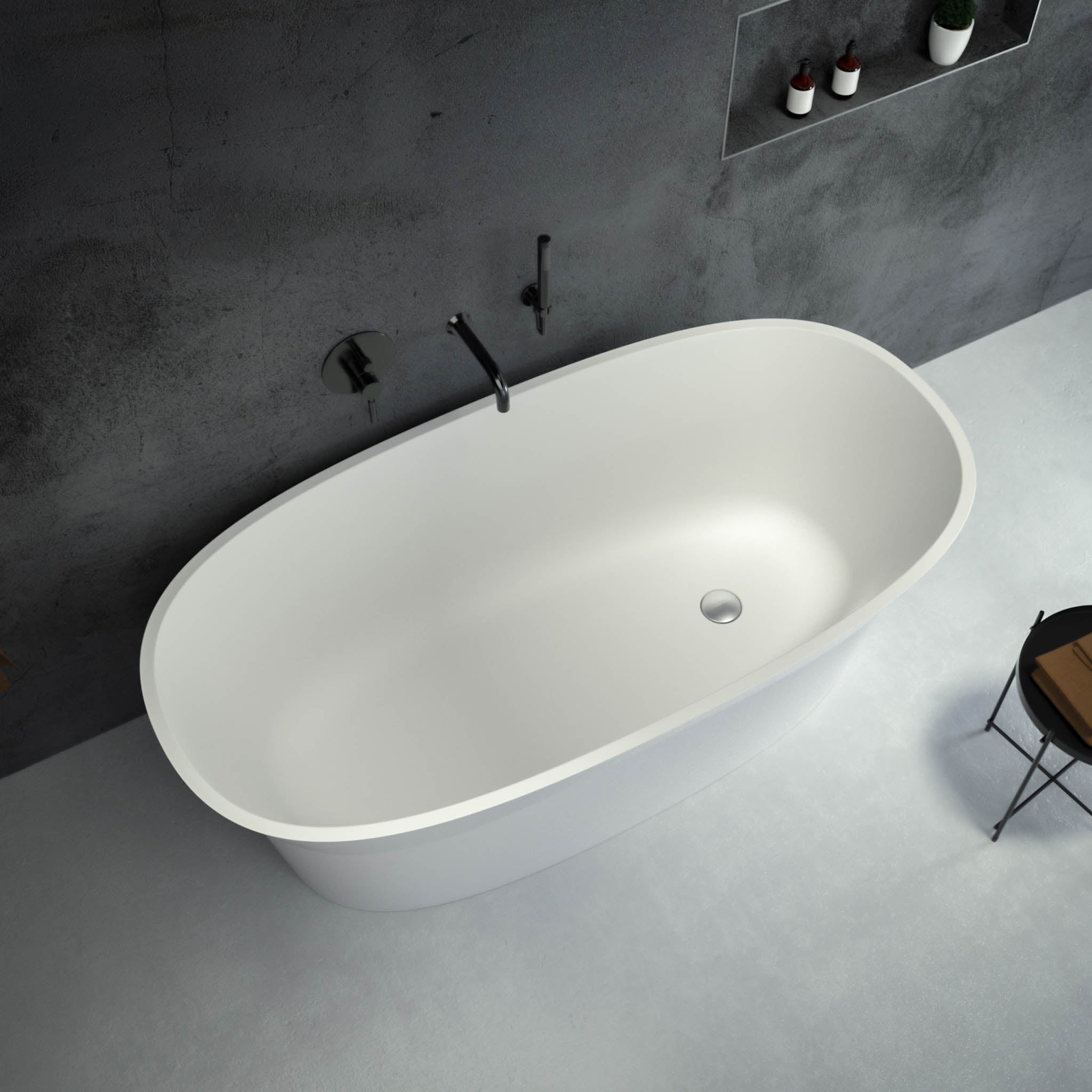 Artesa Freestanding Oval Stone Bath 1550 - top view 2