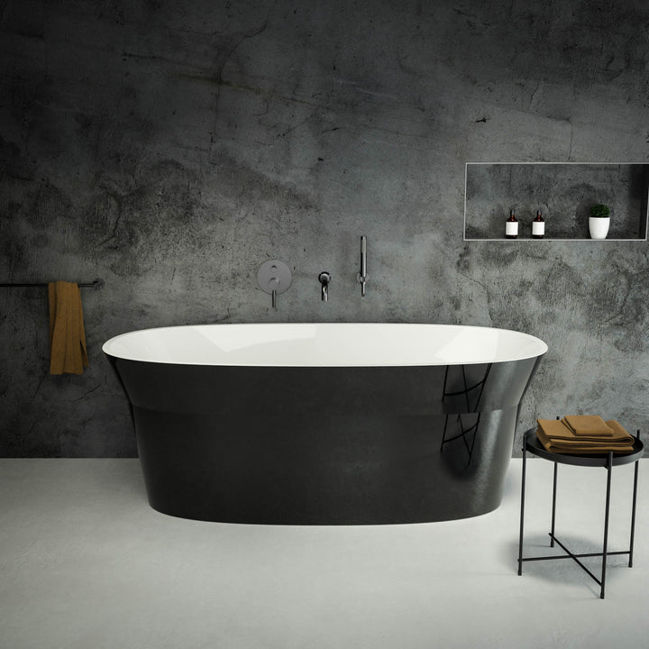Artesa Freestanding Oval Polished Black Stone Bath 1550