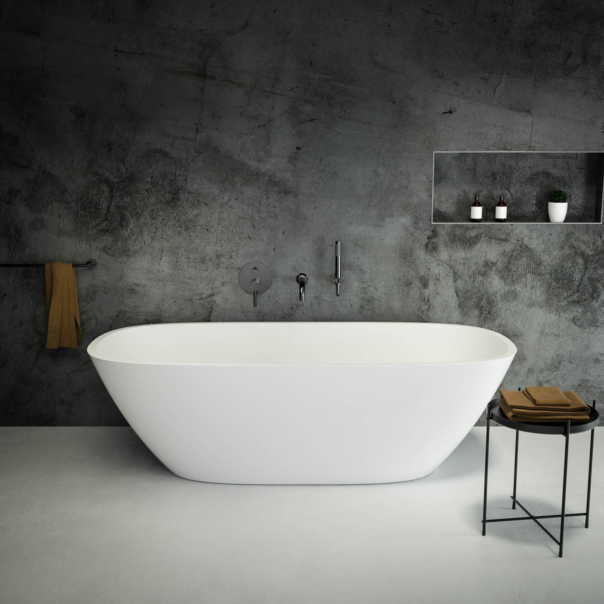 Lorca Freestanding Stone Bath 1600 (White)