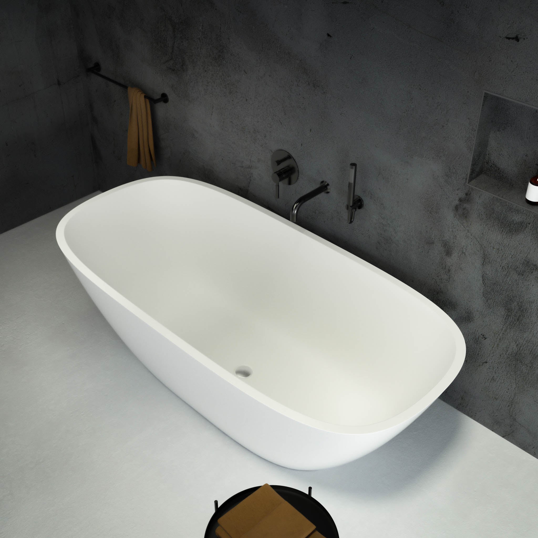 Lorca Freestanding Stone Bath 1600 (White) top view