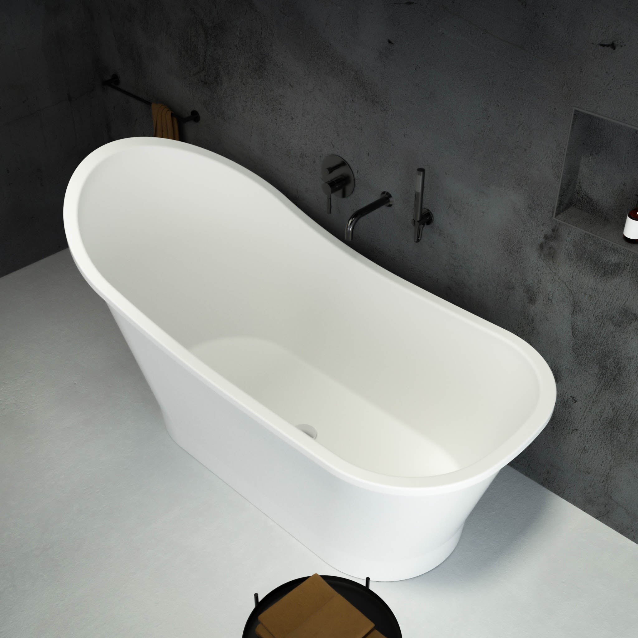 Ascenso Freestanding Slipper Stone Bath 1600 - top view