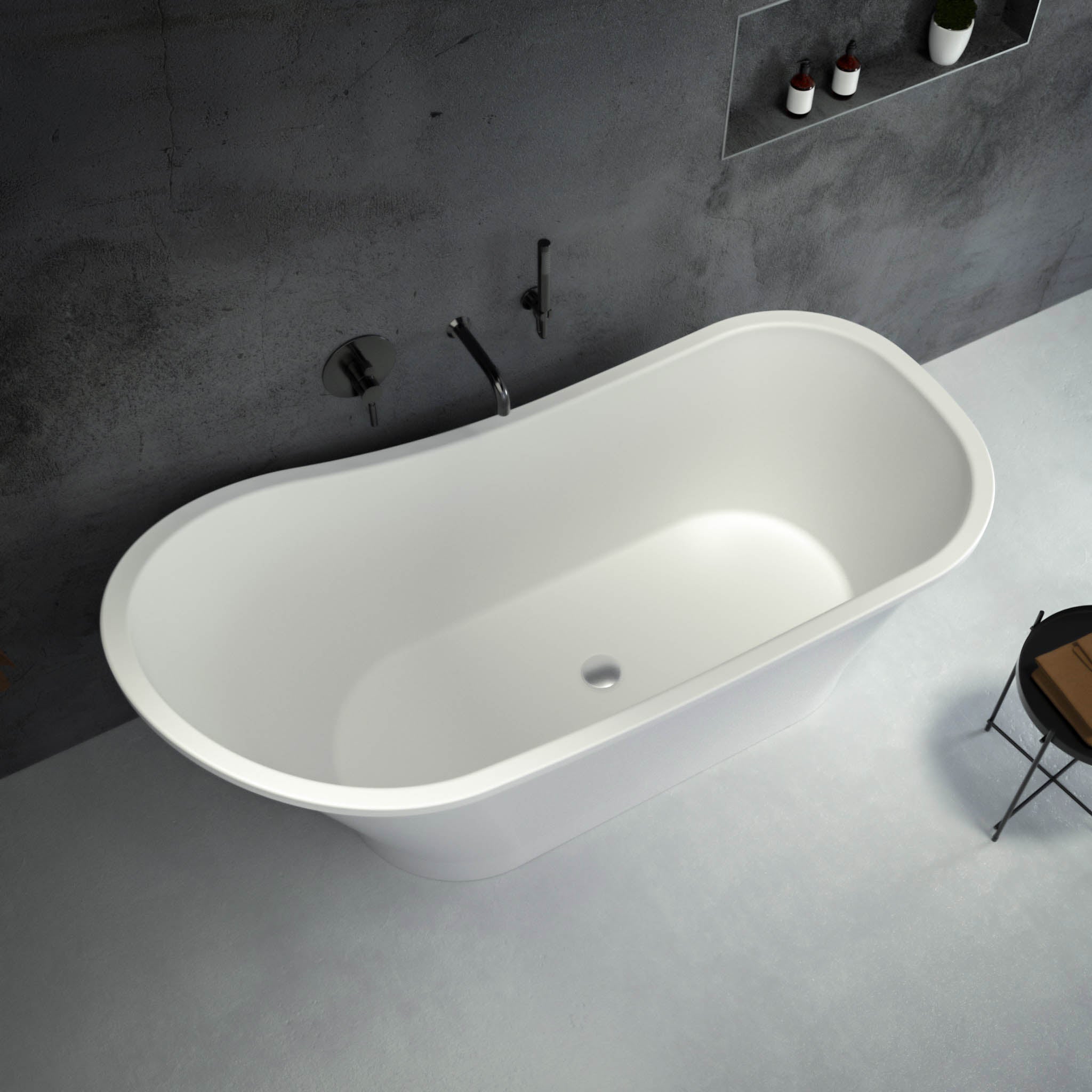 Ascenso Freestanding Slipper Stone Bath 1600 - top view 2