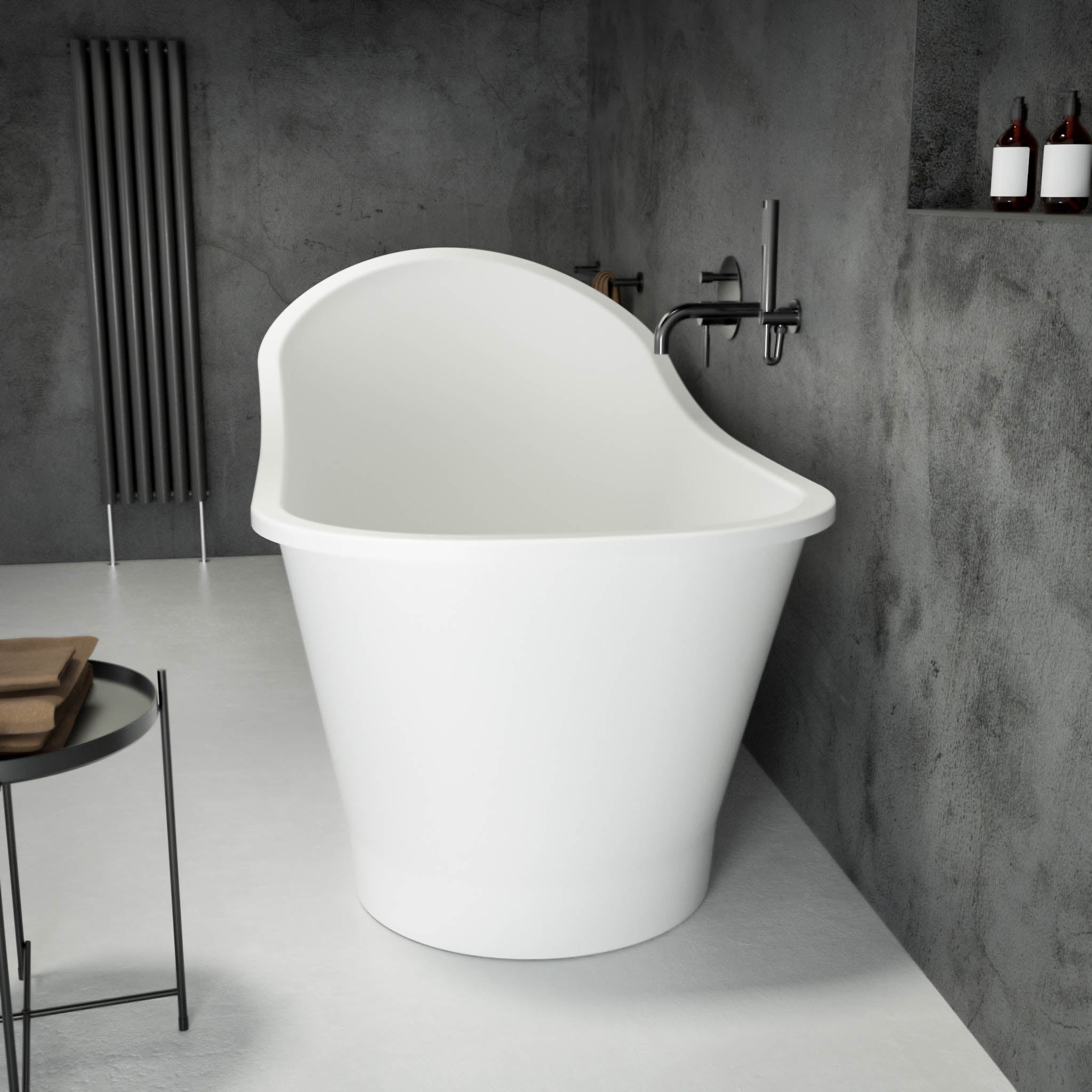 Ascenso Freestanding Slipper Stone Bath 1600 - side view