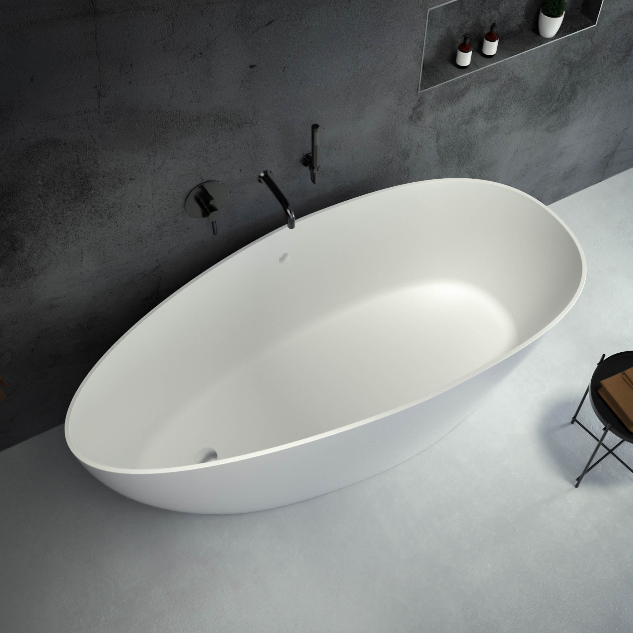 Soltar Freestanding Oval Stone Bath 1700 top view 2
