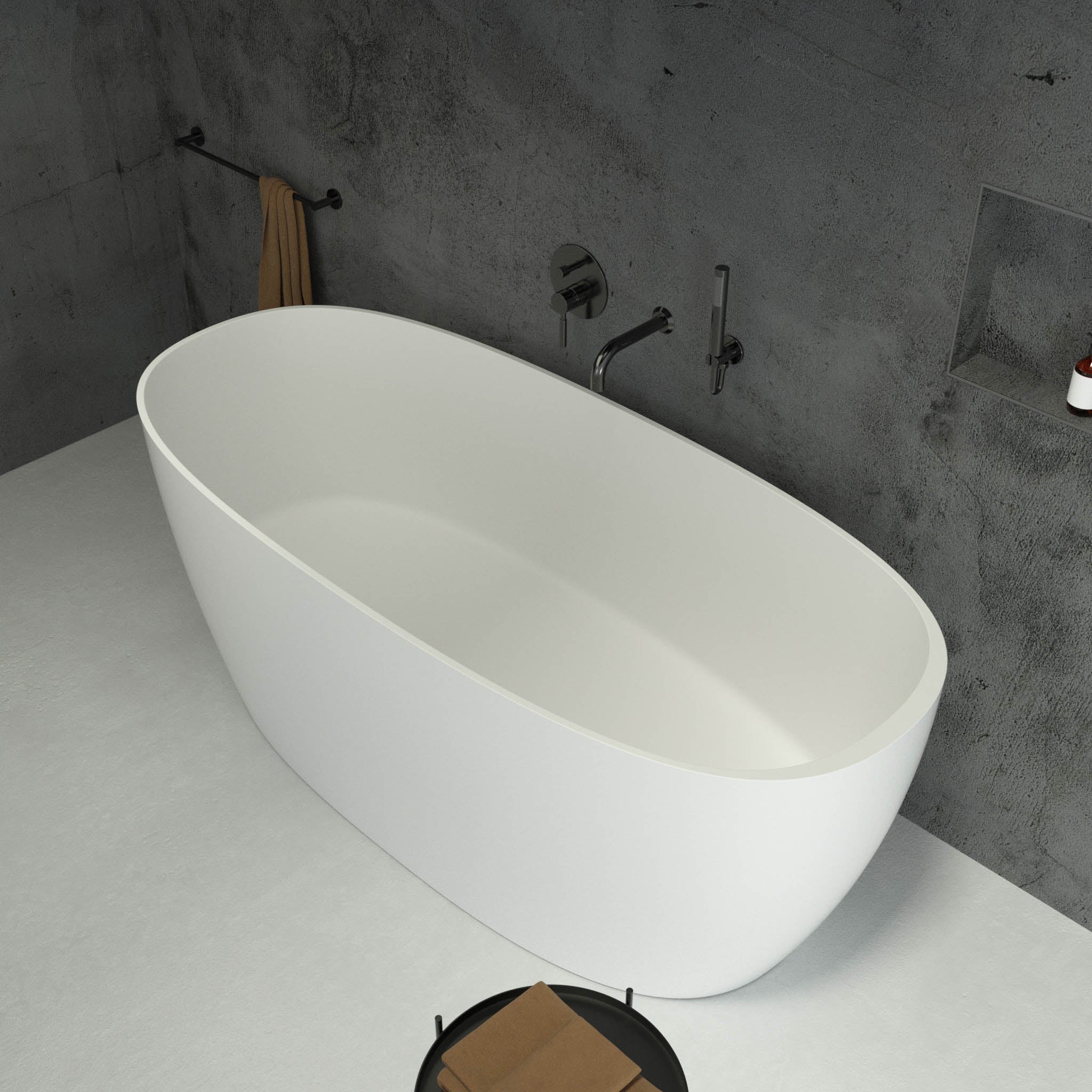 Seville Freestanding Oval Stone Bath 1600 top view