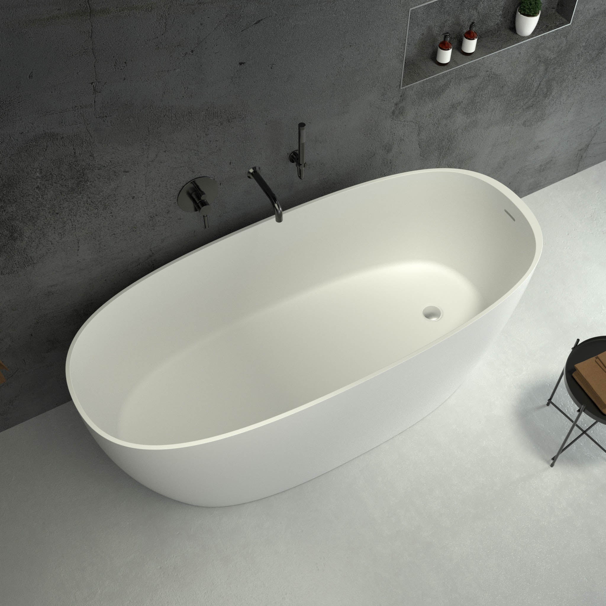 Seville Freestanding Oval Stone Bath 1400 top view 2