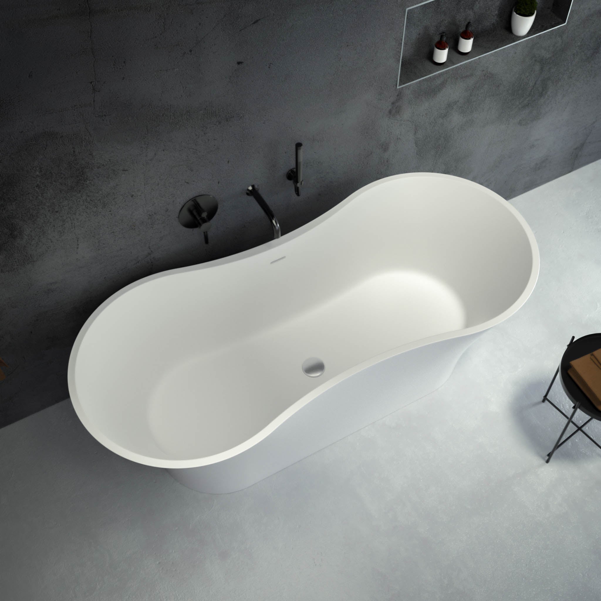 Pesa Freestanding Stone Bath 1600 top view 2