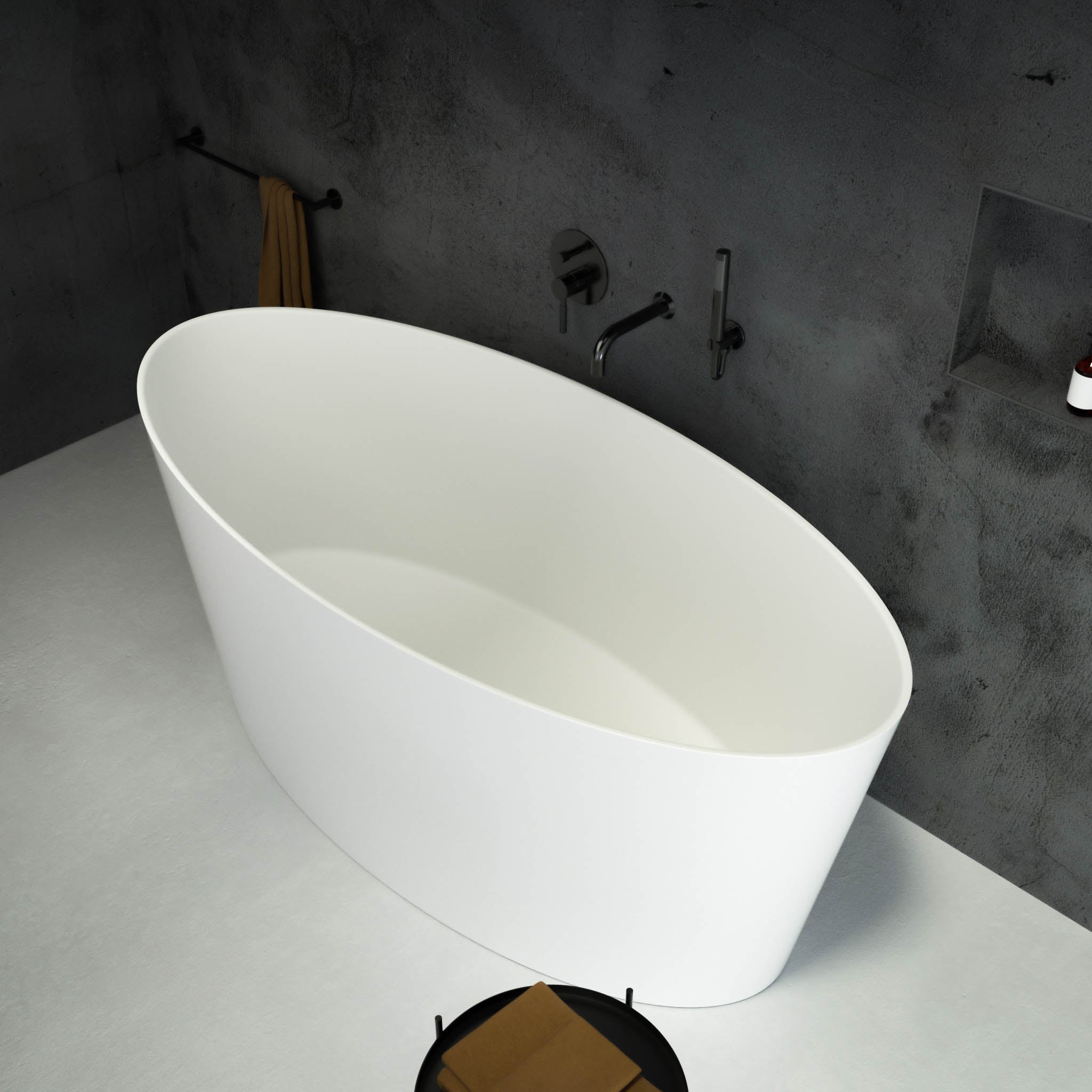 Opalo Freestanding Oval Stone Bath 1580 top view