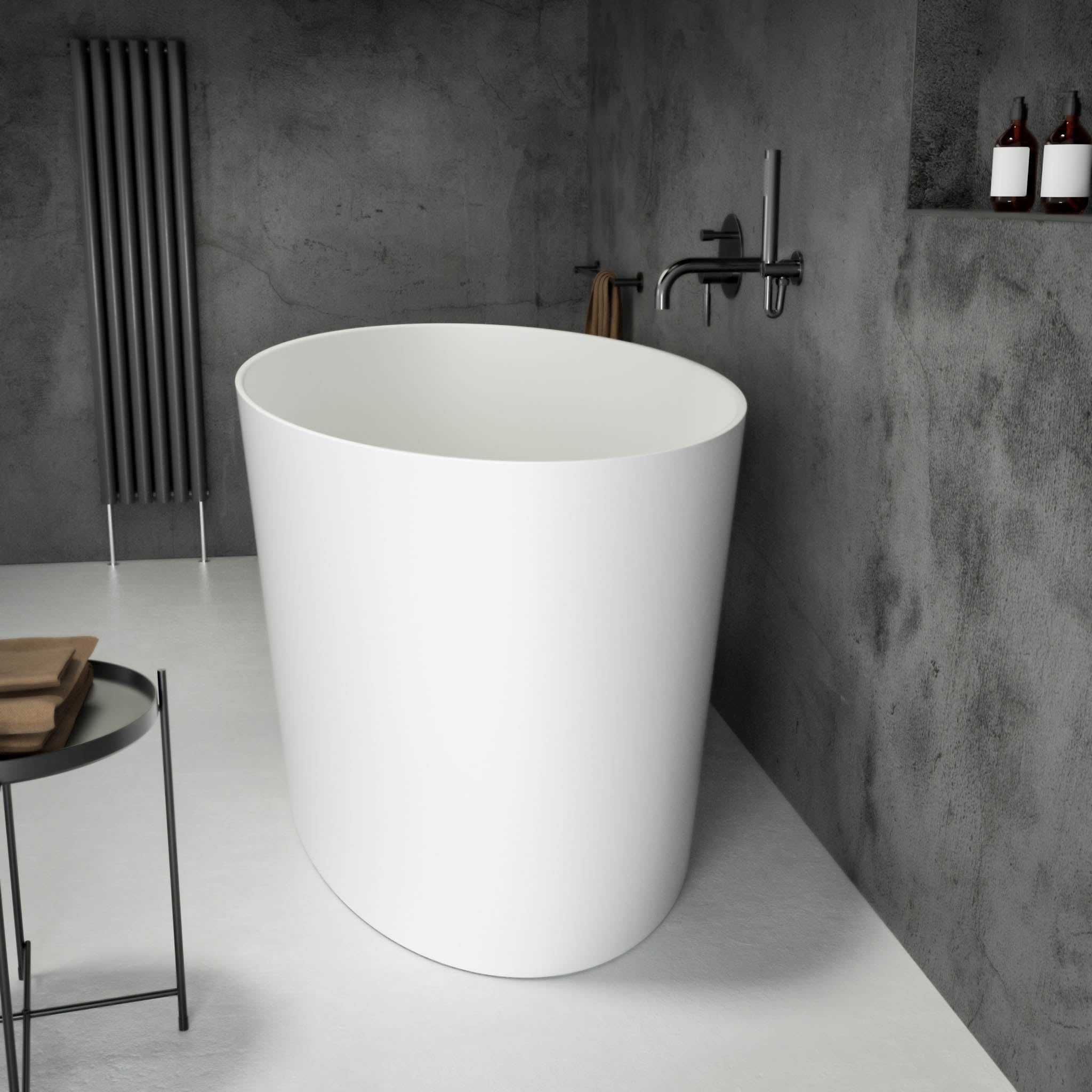 Opalo Freestanding Oval Stone Bath 1580 side view