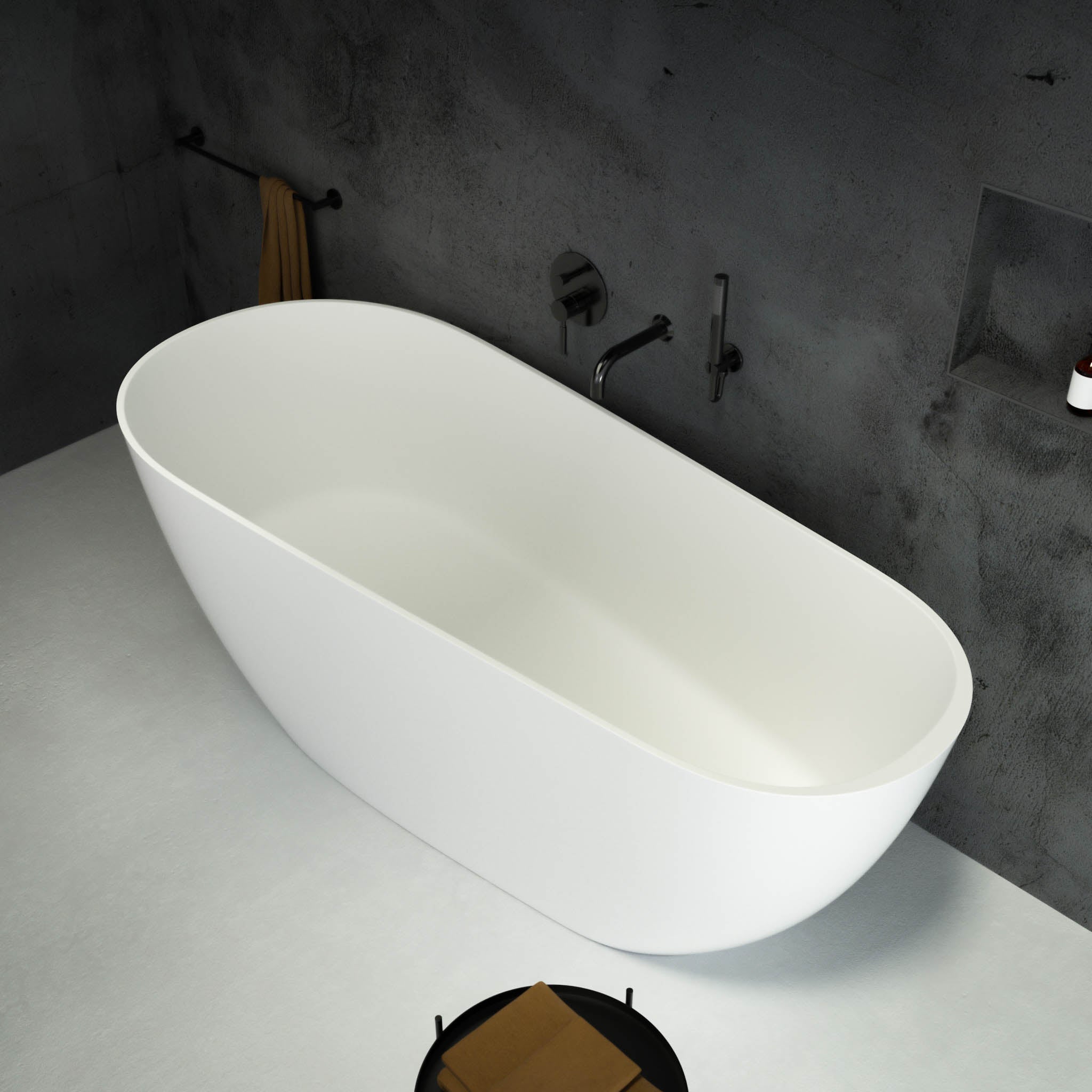 Cerca Freestanding Oval Stone Bath 1700 - top view