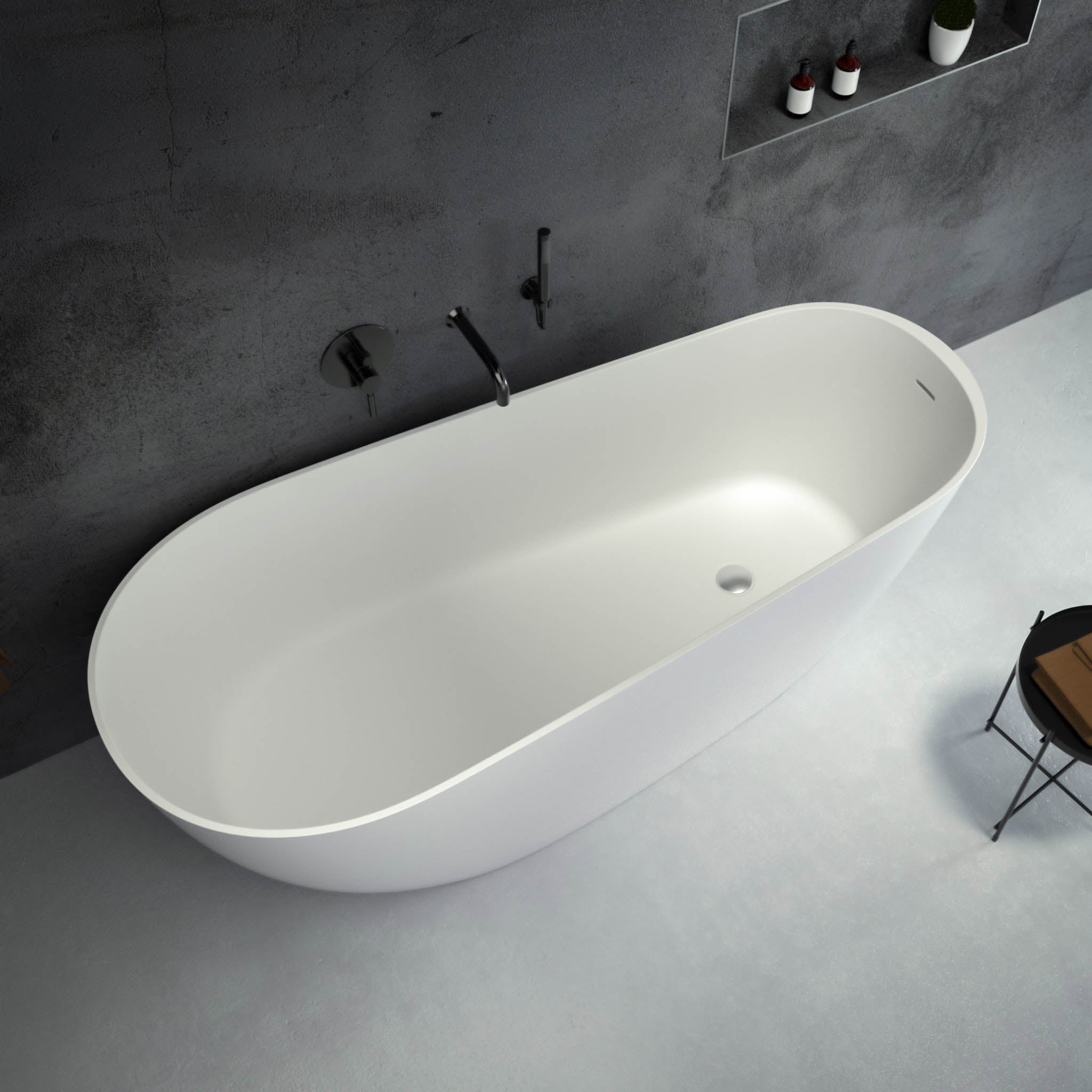 Cerca Freestanding Oval Stone Bath 1700 - top view 2
