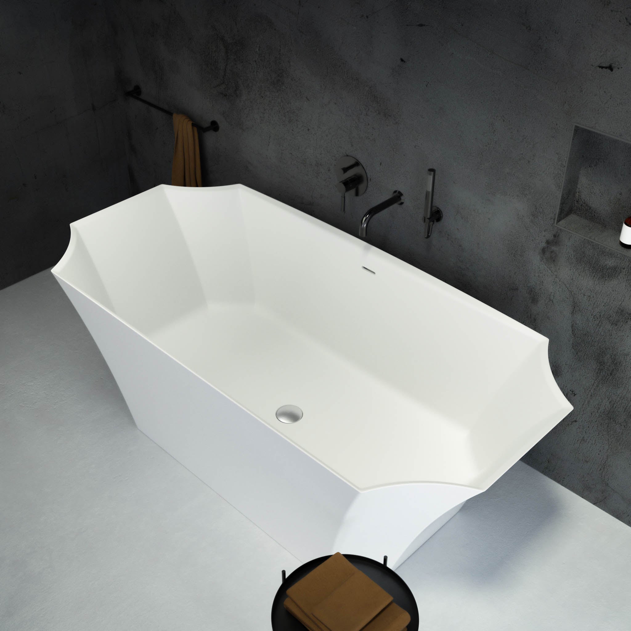 Esmeralda Freestanding Stone Bath 1700 - top view