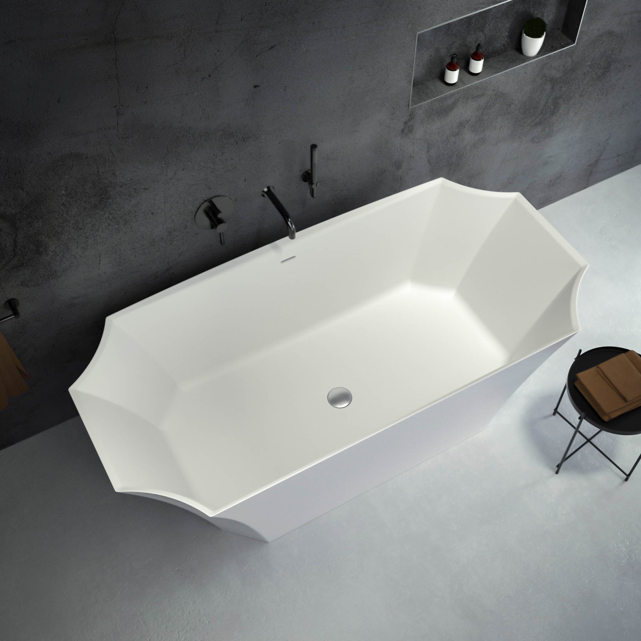 Esmeralda Freestanding Stone Bath 1700 - top view