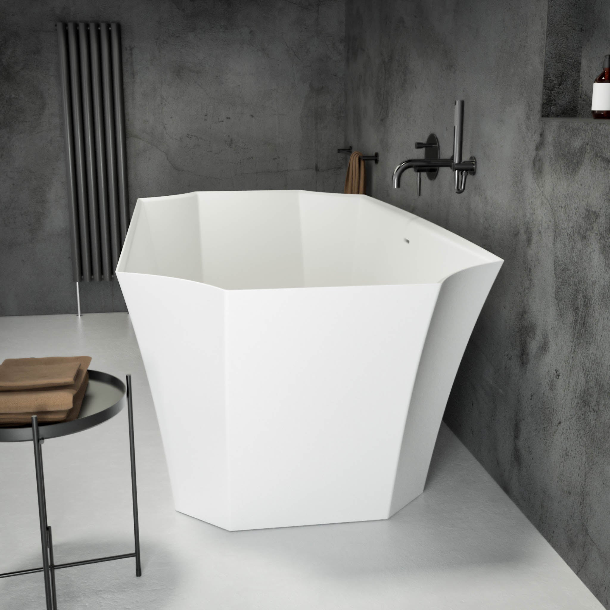 Esmeralda Freestanding Stone Bath 1700 - side view