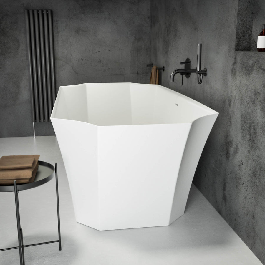 Esmeralda Freestanding Stone Bath 1700 - side view