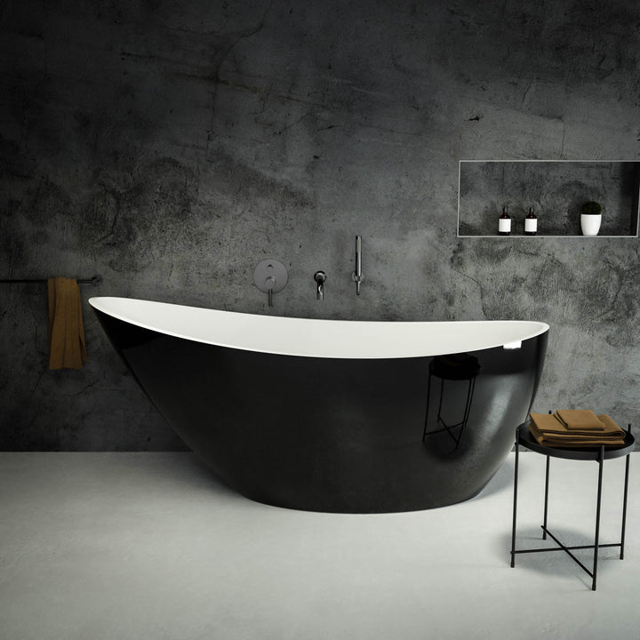 Vigo Freestanding Oval Polished Black Stone Bath 1650