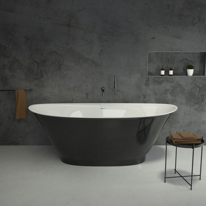 Campana Freestanding Oval Polished Black Stone Bath 1630