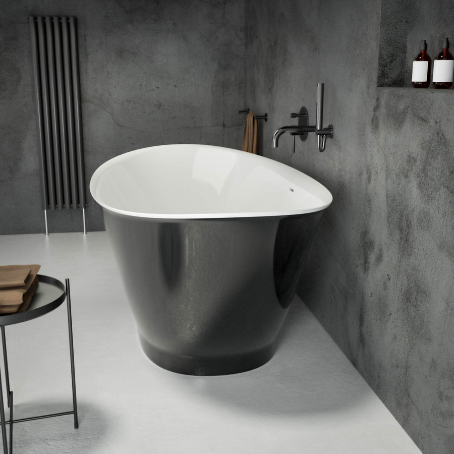 Campana Freestanding Oval Polished Black Stone Bath 1630 - side view
