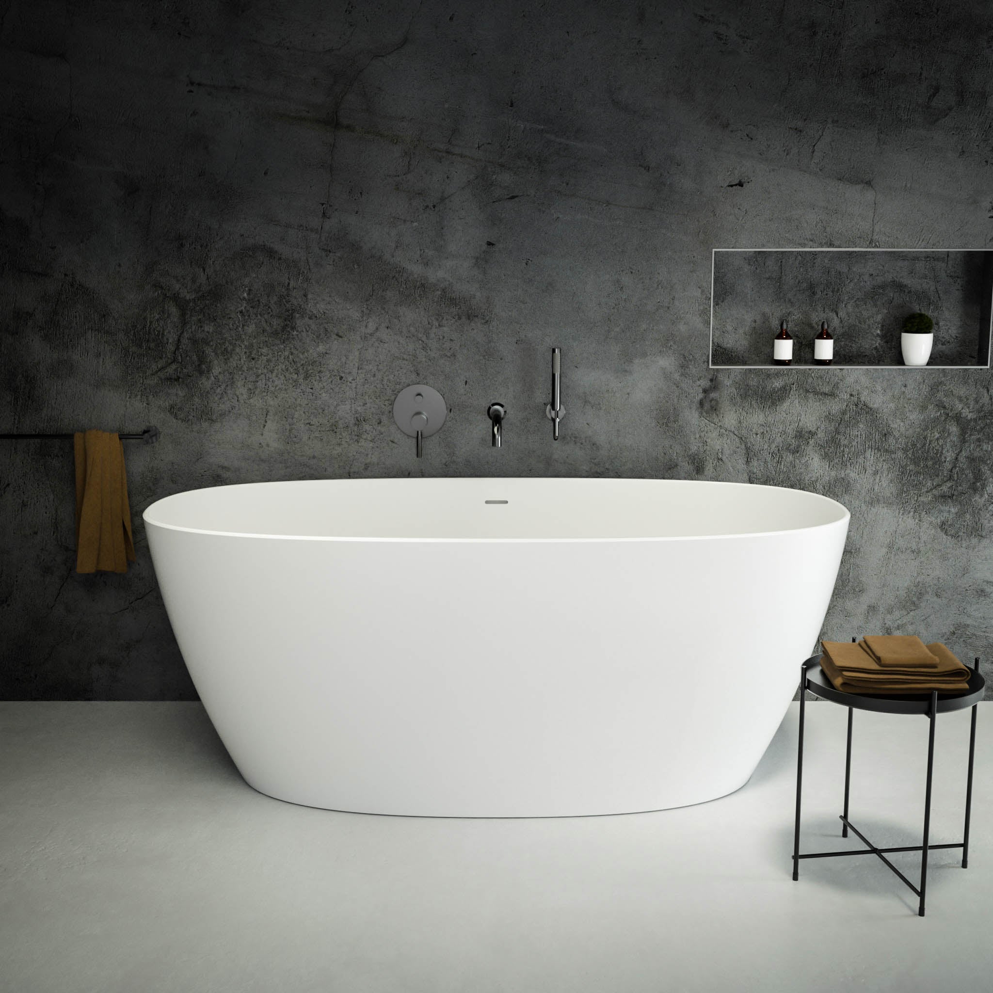 Valencia Oval Freestanding Stone Bathtub 1600 (White)