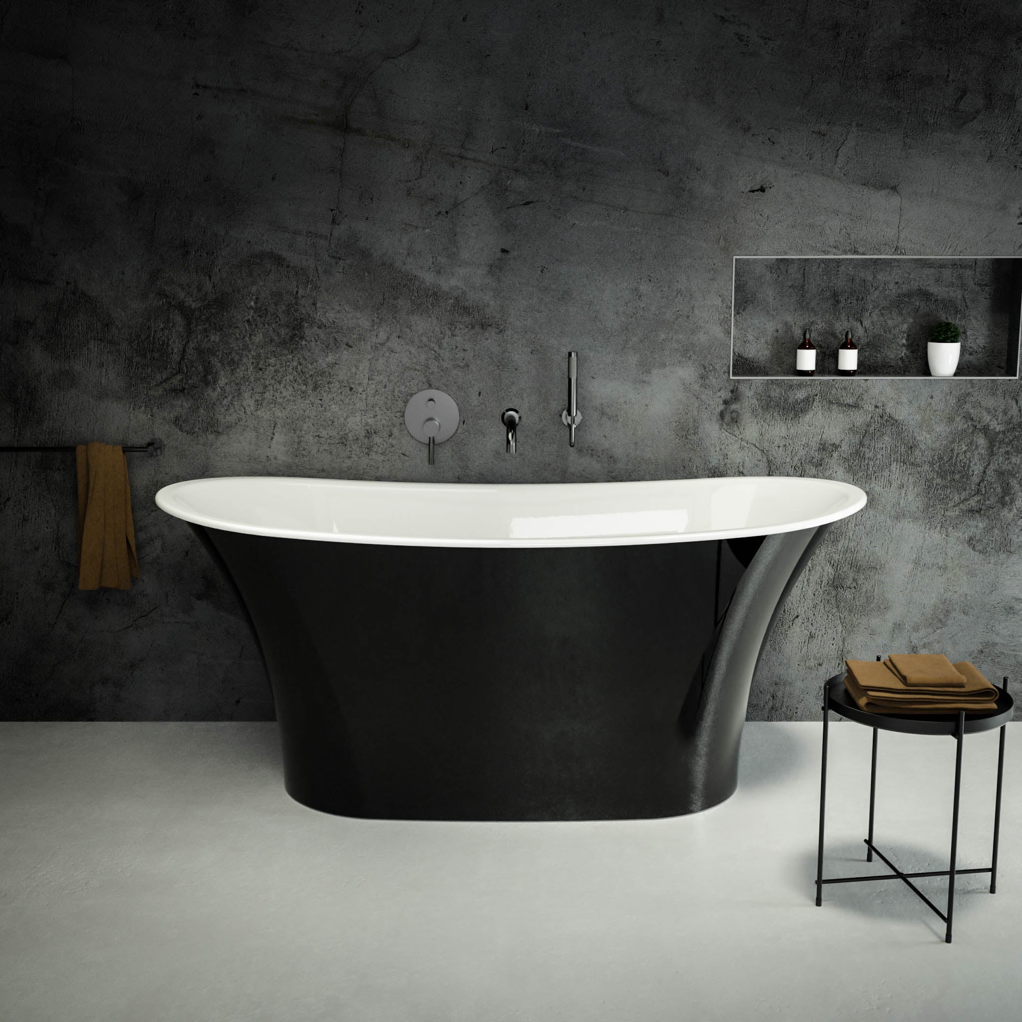Granada Freestanding Polished Black Oval Bath 1580