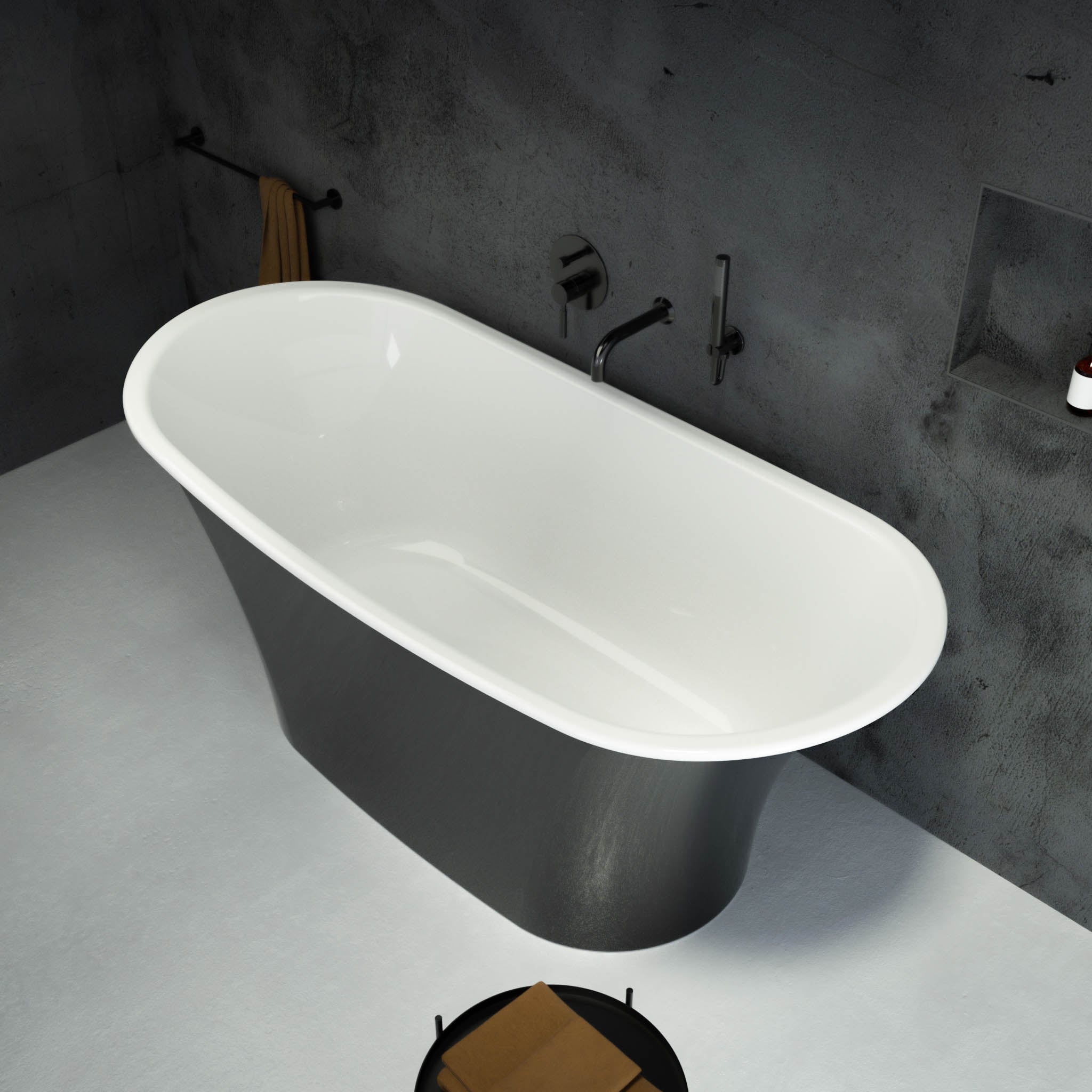 Granada Freestanding Polished Black Oval Bath 1580 - top view