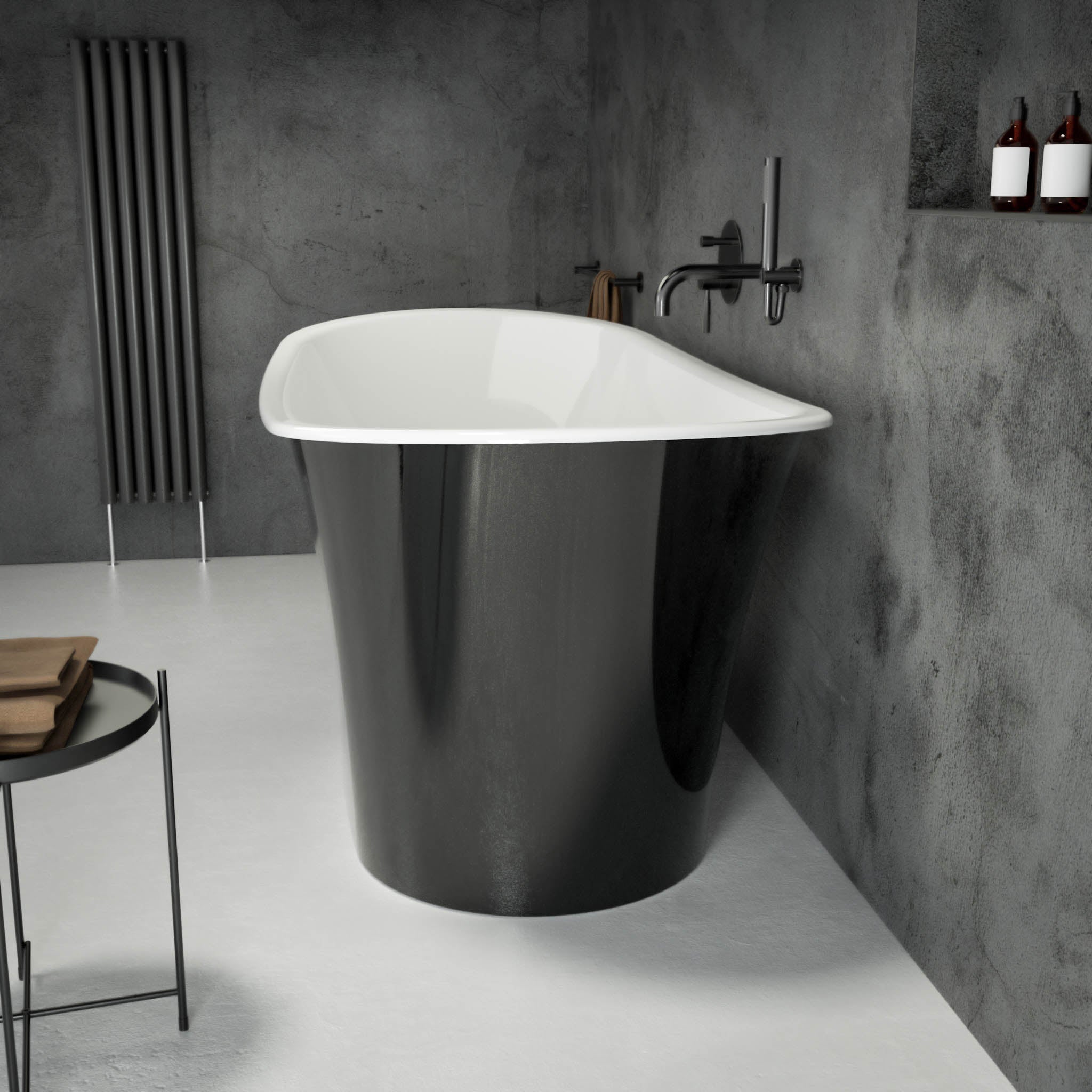 Granada Freestanding Polished Black Oval Bath 1580 - side view