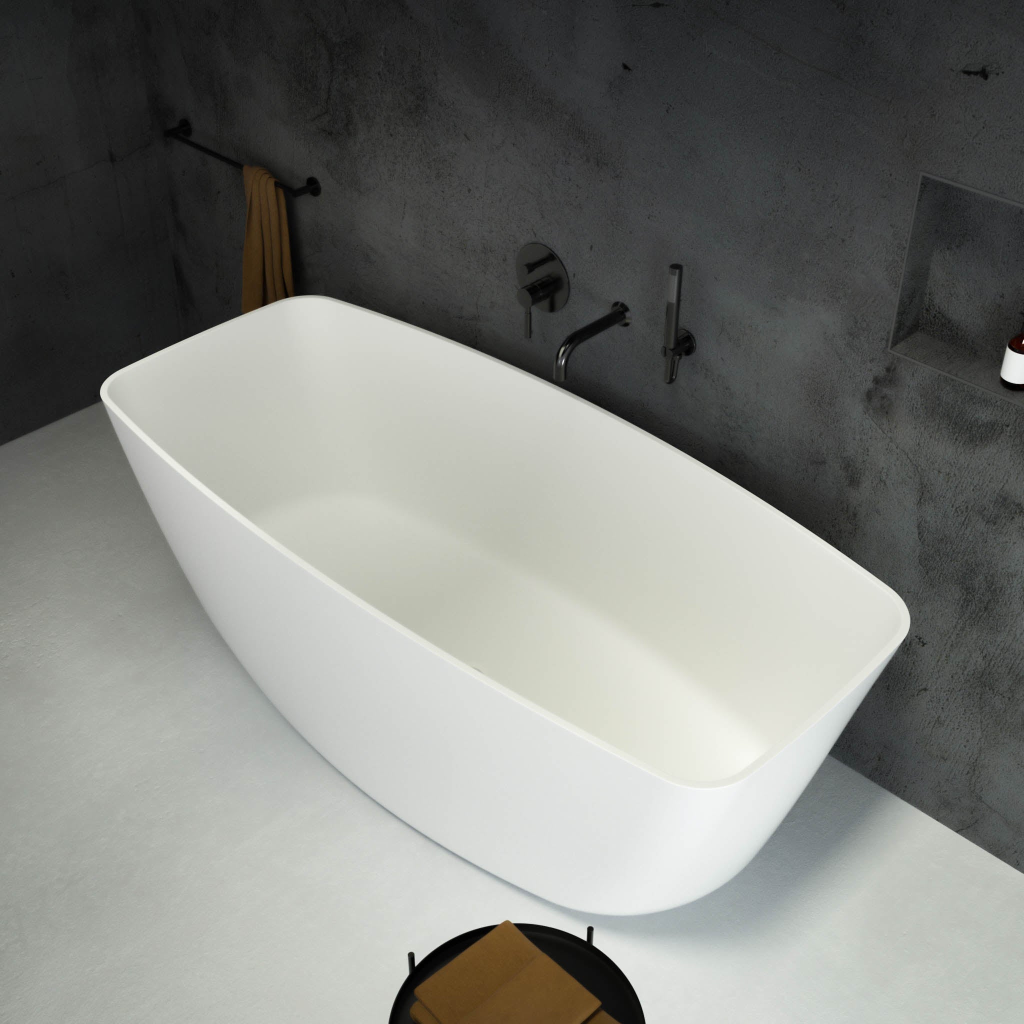 Seno Freestanding Stone Bath 1600 (White) top view